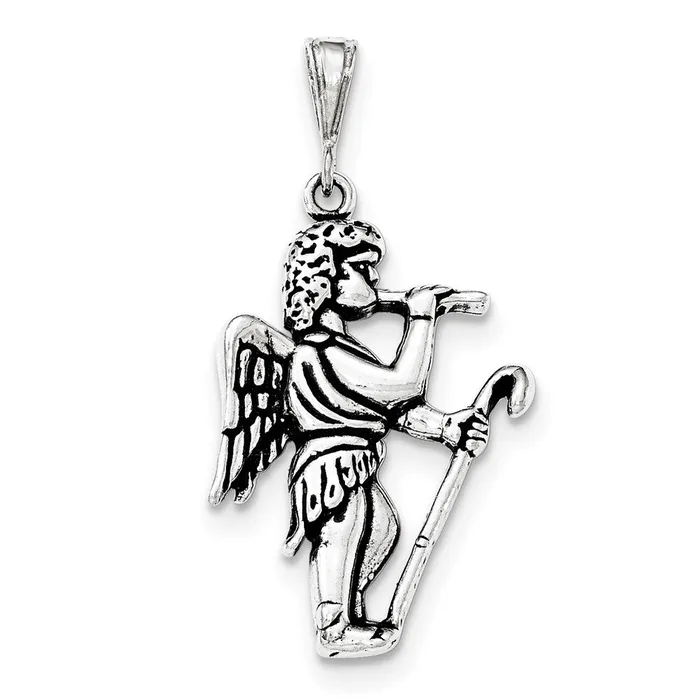 TreasureFineJewelers Necklaces Sterling Silver Antiqued Gabriel Blowing Trumpet Pendant TreasureFineJewelers Necklaces Sterling Silver Antiqued Gabriel Blowing Trumpet Pendant