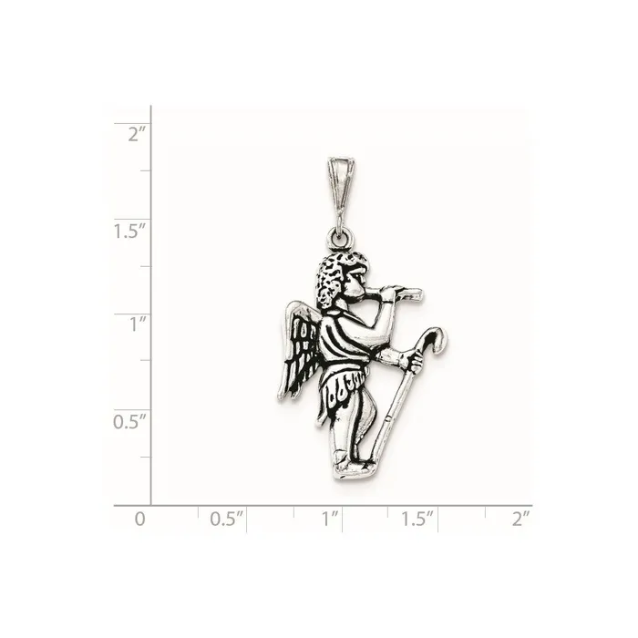 TreasureFineJewelers Necklaces Sterling Silver Antiqued Gabriel Blowing Trumpet Pendant