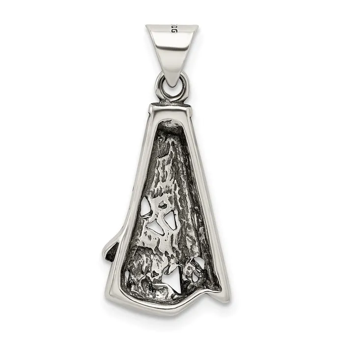 TreasureFineJewelers Necklaces Sterling Silver Antiqued Oil Derrick Pendant