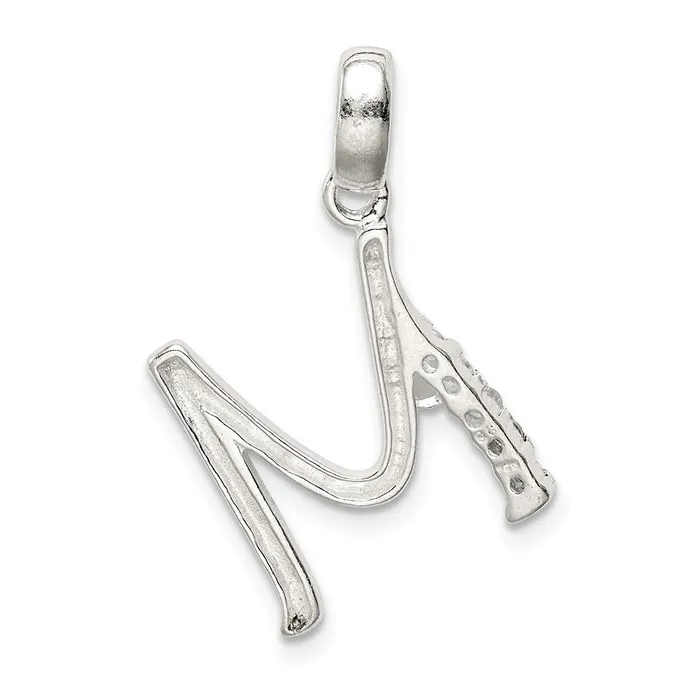 TreasureFineJewelers Necklaces Sterling Silver CZ Letter M Initial Pendant
