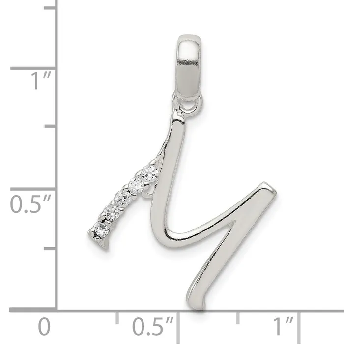 TreasureFineJewelers Necklaces Sterling Silver CZ Letter M Initial Pendant