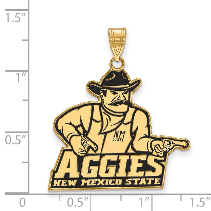 TreasureFineJewelers Necklaces Sterling Silver Goldplated New Mexico State University Aggies Extra Large Enameled Pendant