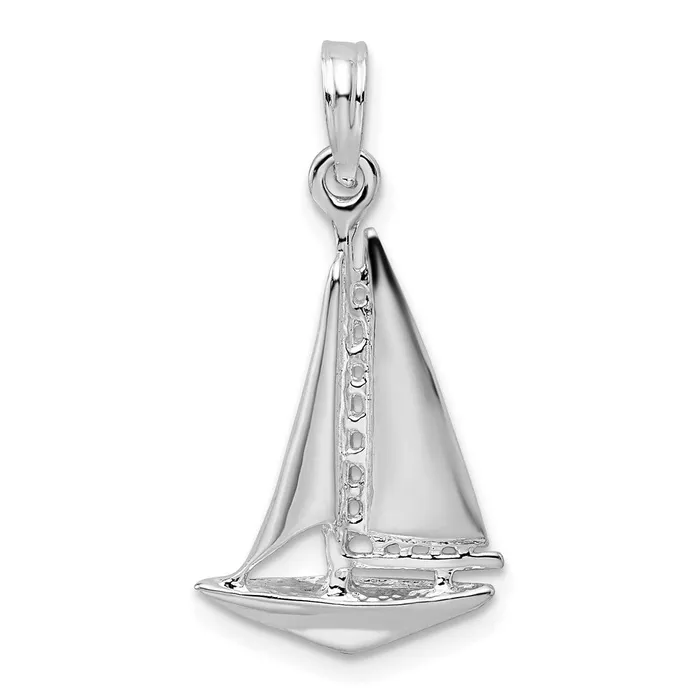 TreasureFineJewelers Necklaces Sterling Silver Polished 3D Sailboat Pendant TreasureFineJewelers Necklaces Sterling Silver Polished 3D Sailboat Pendant