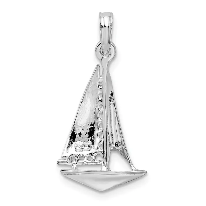 TreasureFineJewelers Necklaces Sterling Silver Polished 3D Sailboat Pendant