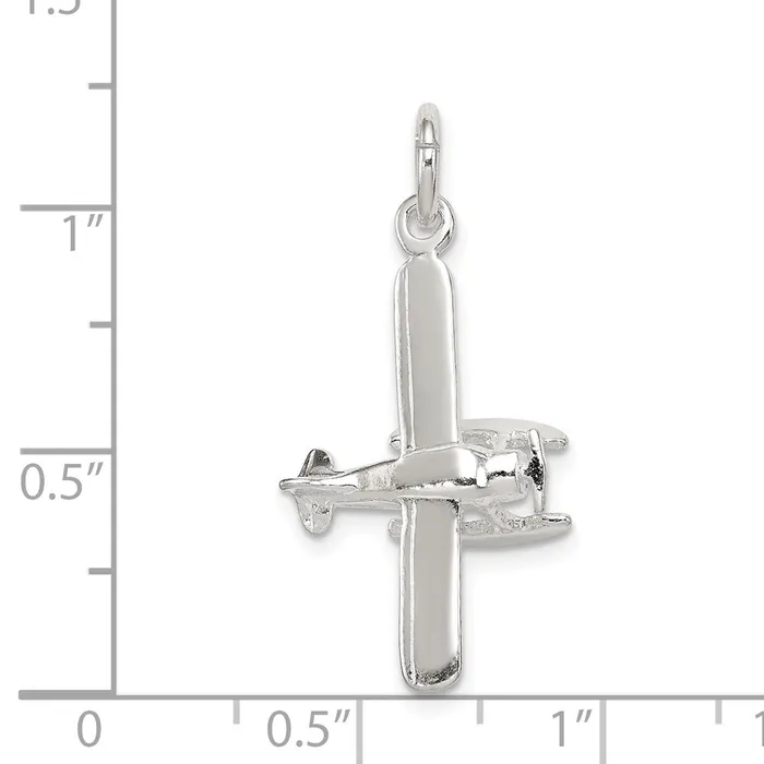 TreasureFineJewelers Necklaces Sterling Silver Polished Floatplane Pendant