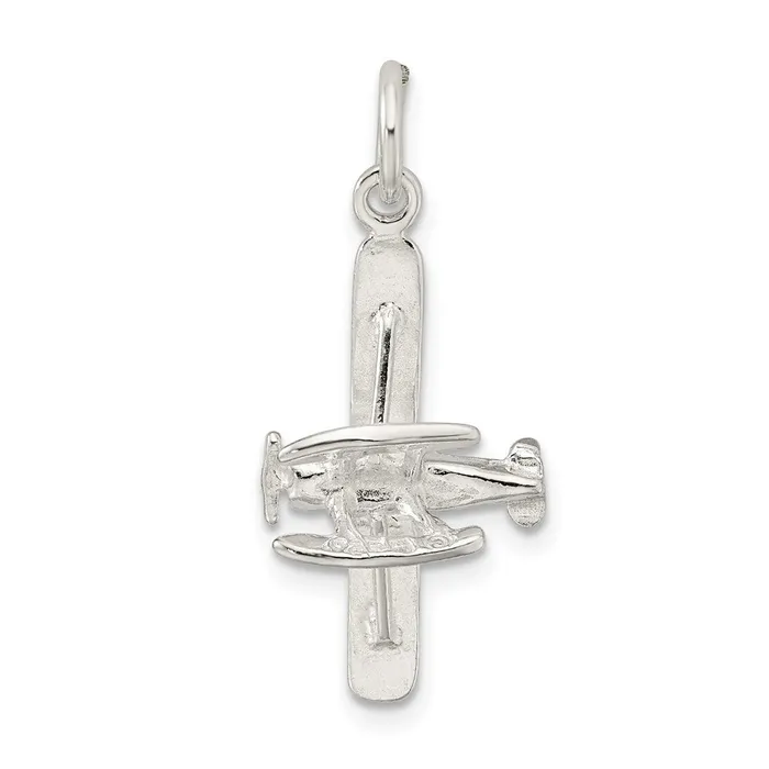 TreasureFineJewelers Necklaces Sterling Silver Polished Floatplane Pendant