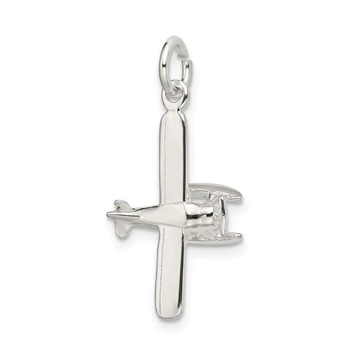 TreasureFineJewelers Necklaces Sterling Silver Polished Floatplane Pendant