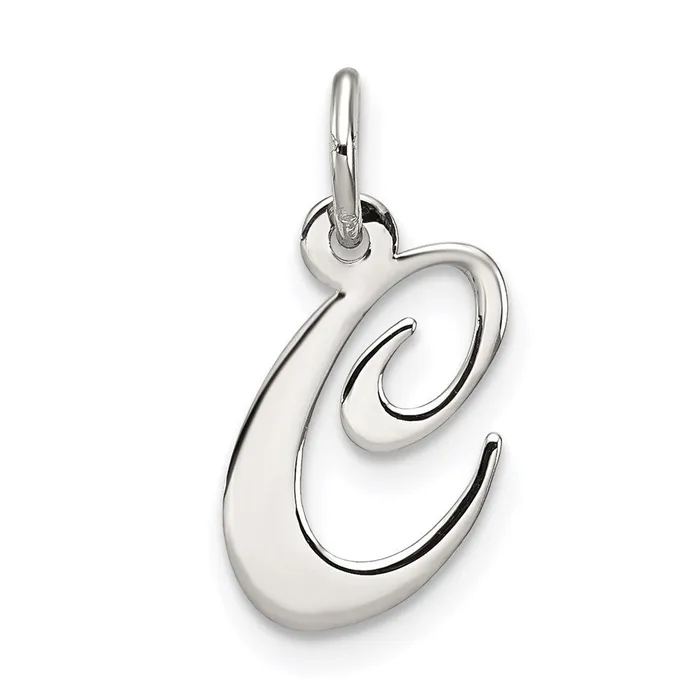 TreasureFineJewelers Necklaces Sterling Silver Rhodiumplated Fancy Script Letter C Initial Charm TreasureFineJewelers Necklaces Sterling Silver Rhodiumplated Fancy Script Letter C Initial Charm