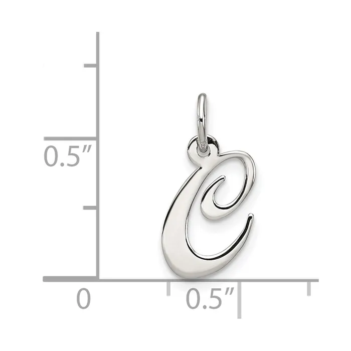 TreasureFineJewelers Necklaces Sterling Silver Rhodiumplated Fancy Script Letter C Initial Charm