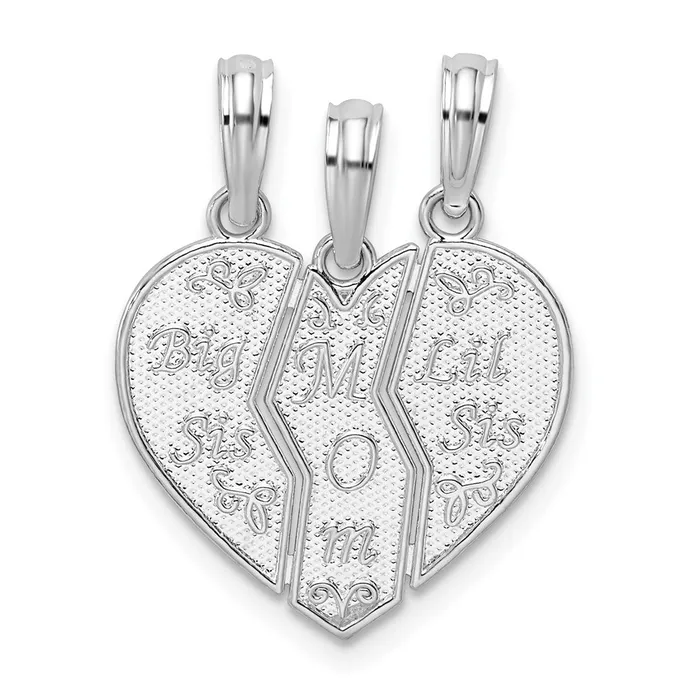 TreasureFineJewelers Necklaces Sterling Silver Textured Big SisMomLil Sis Break Apart Pendant TreasureFineJewelers Necklaces Sterling Silver Textured Big SisMomLil Sis Break Apart Pendant