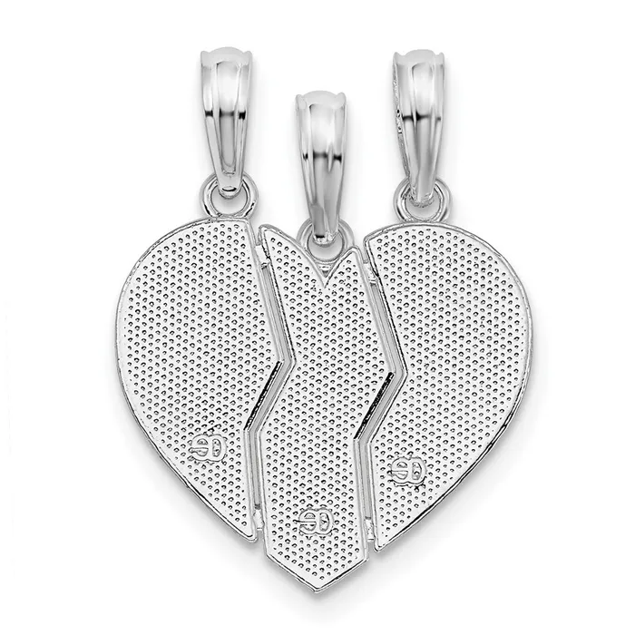 TreasureFineJewelers Necklaces Sterling Silver Textured Big SisMomLil Sis Break Apart Pendant