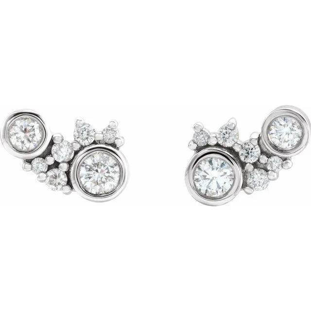 TreasureFineJewelers Platinum 14 CTW Natural Diamond Scattered BezelSet Earrings Earrings