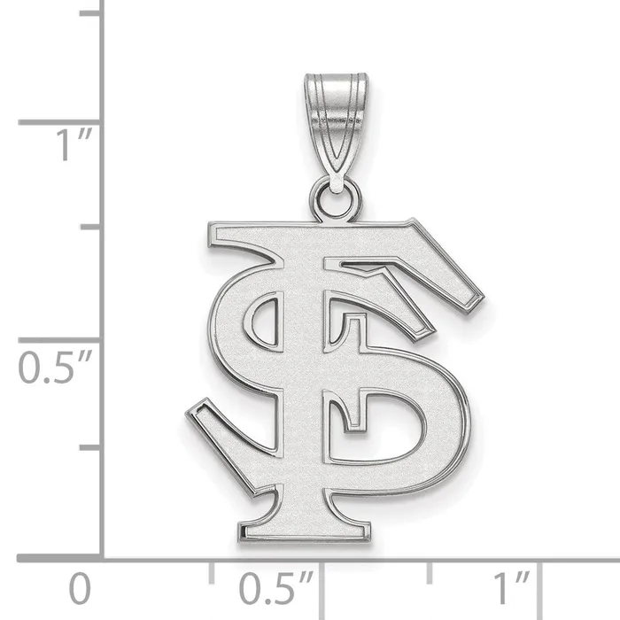 TreasureFineJewelers Sterling Silver Rhodiumplated Florida State University FS Large Pendant Necklaces