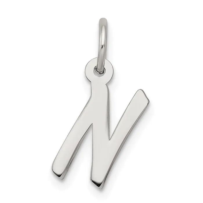 TreasureFineJewelers Sterling Silver Rhodiumplated Letter N Initial Charm Necklaces TreasureFineJewelers Sterling Silver Rhodiumplated Letter N Initial Charm Necklaces