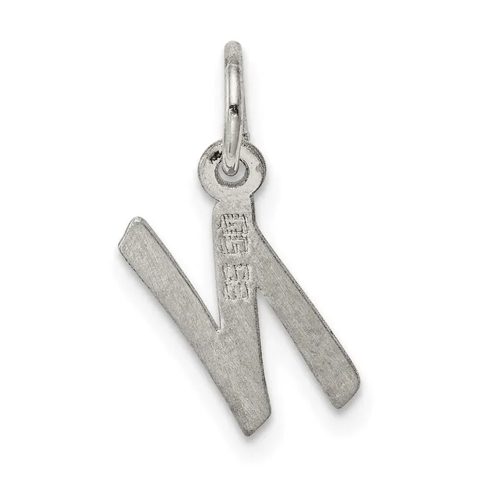 TreasureFineJewelers Sterling Silver Rhodiumplated Letter N Initial Charm Necklaces