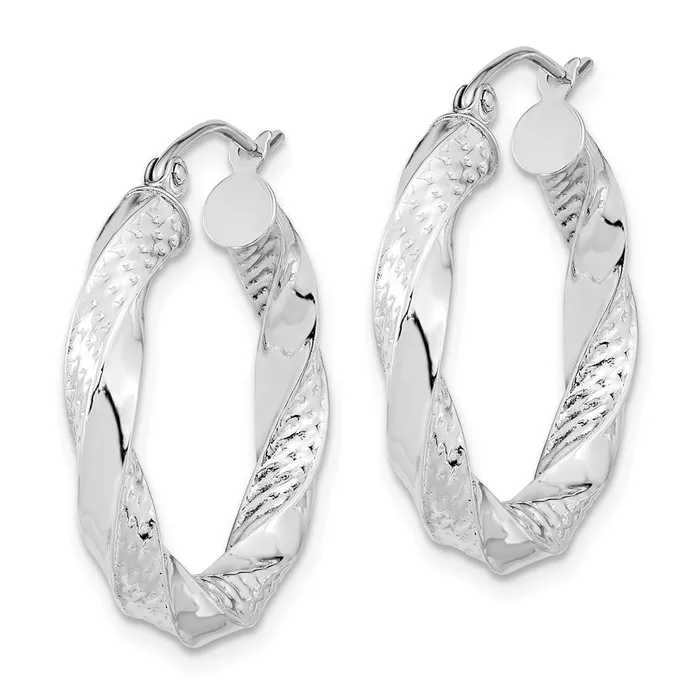 10K White Gold Polished Textured Twist Hoop EarringsWBC10TC404W WB Choice Jewelry Earrings 10K White Gold Polished Textured Twist Hoop EarringsWBC10TC404W WB Choice Jewelry Earrings