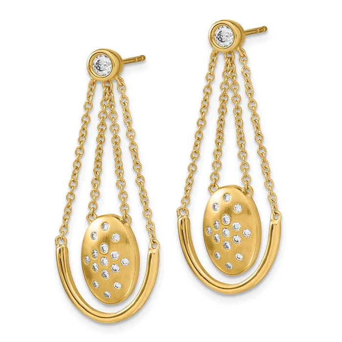14k SatinPolished Diamond Oval wChain Dangle Post EarringsWBCEM6867037YA WB Choice Jewelry Earrings 14k SatinPolished Diamond Oval wChain Dangle Post EarringsWBCEM6867037YA WB Choice Jewelry Earrings