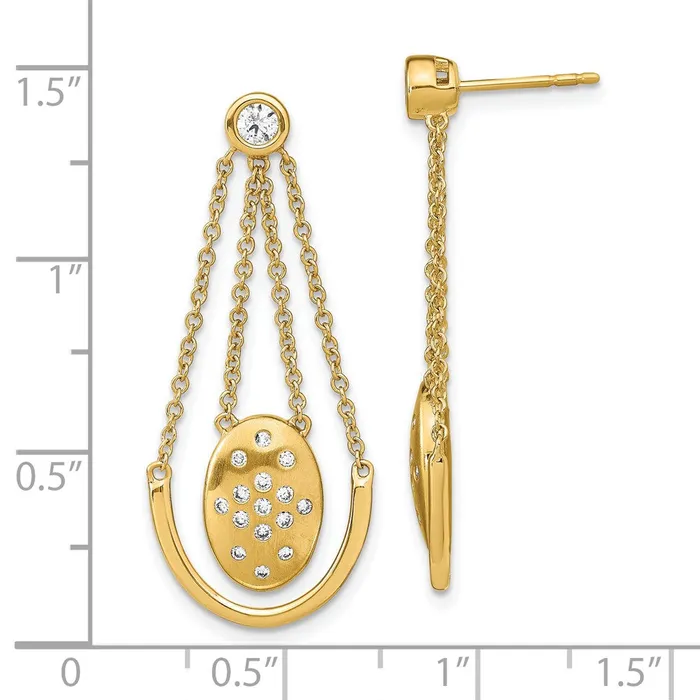 14k SatinPolished Diamond Oval wChain Dangle Post EarringsWBCEM6867037YA WB Choice Jewelry Earrings 14k SatinPolished Diamond Oval wChain Dangle Post EarringsWBCEM6867037YA WB Choice Jewelry Earrings