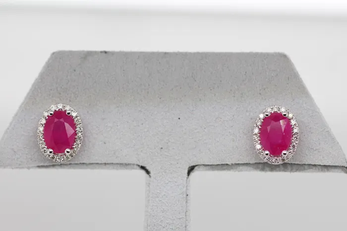 14KW 180 Cttw Ruby and Diamond Earrings ROYAL JEWELRY MFG INC Earrings 14KW 180 Cttw Ruby and Diamond Earrings ROYAL JEWELRY MFG INC Earrings