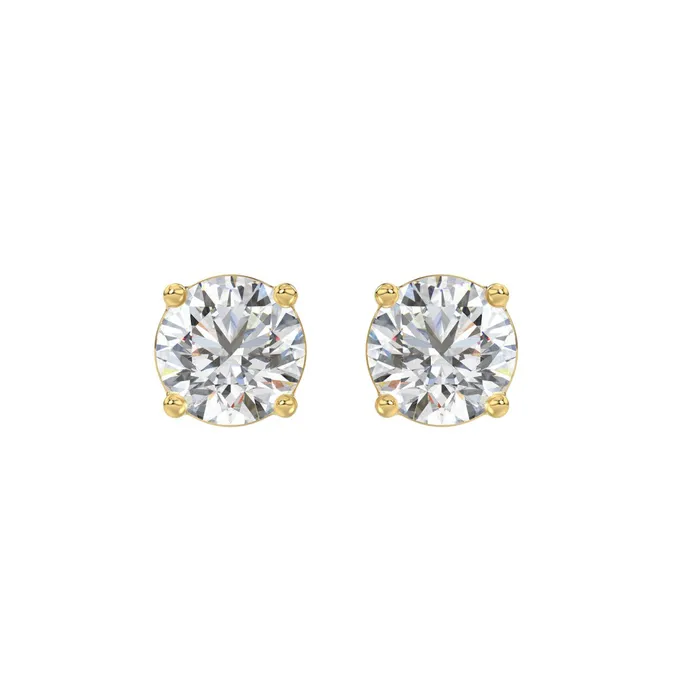 14KY 300 Cttw Lab Grown Round Brilliant Diamond Solitaire Earrings ETHOS Creations Earrings 14KY 300 Cttw Lab Grown Round Brilliant Diamond Solitaire Earrings ETHOS Creations Earrings