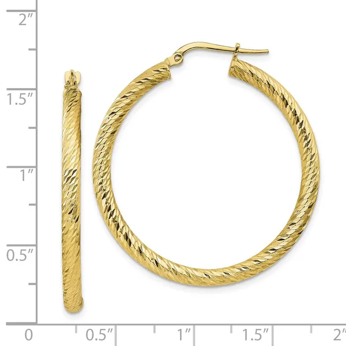 Earrings 10k 3x30 Diamondcut Round Hoop EarringsWBC10TF1343 WB Choice Jewelry Earrings 10k 3x30 Diamondcut Round Hoop EarringsWBC10TF1343 WB Choice Jewelry