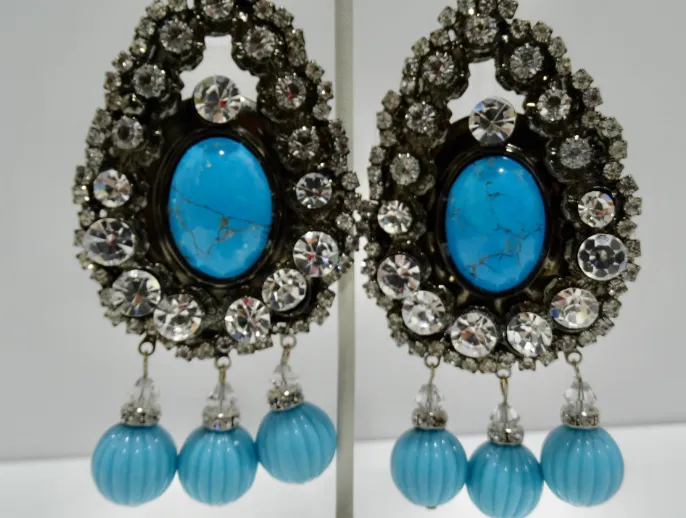 Earrings Vintage by Misty Vrba Turquoise Chandelier Earrings