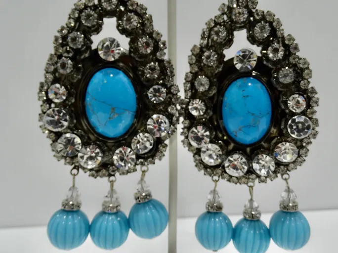 Earrings Vintage by Misty Vrba Turquoise Chandelier Earrings