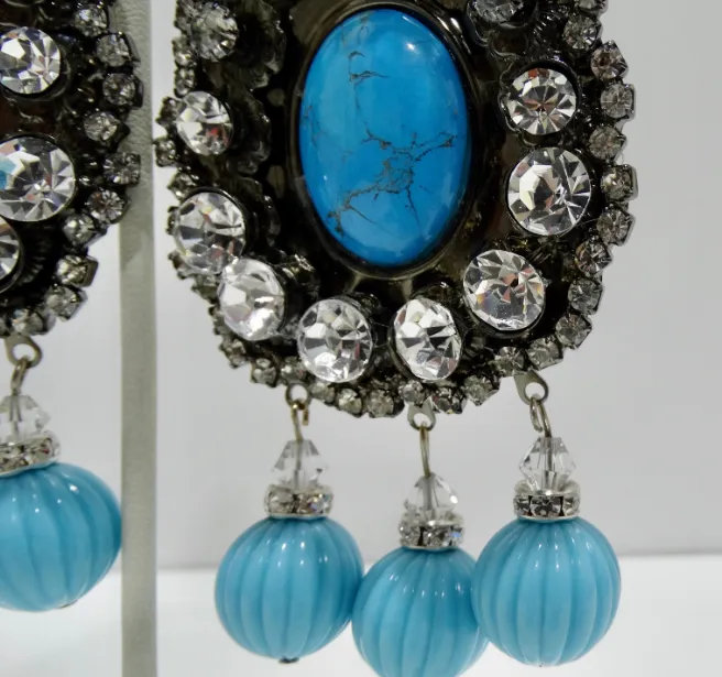 Earrings Vintage by Misty Vrba Turquoise Chandelier Earrings