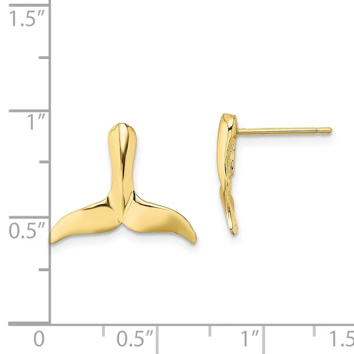 Earrings WB Choice Jewelry 10K 2D Whale Tail Post EarringsWBC10TE819