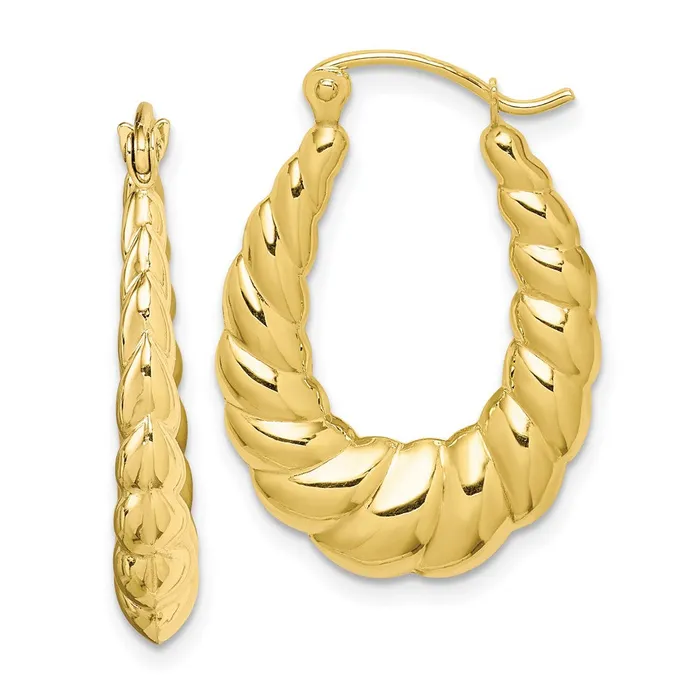 Earrings WB Choice Jewelry 10k Polished Twisted Hollow Hoop EarringsWBC10ER288 Earrings WB Choice Jewelry 10k Polished Twisted Hollow Hoop EarringsWBC10ER288