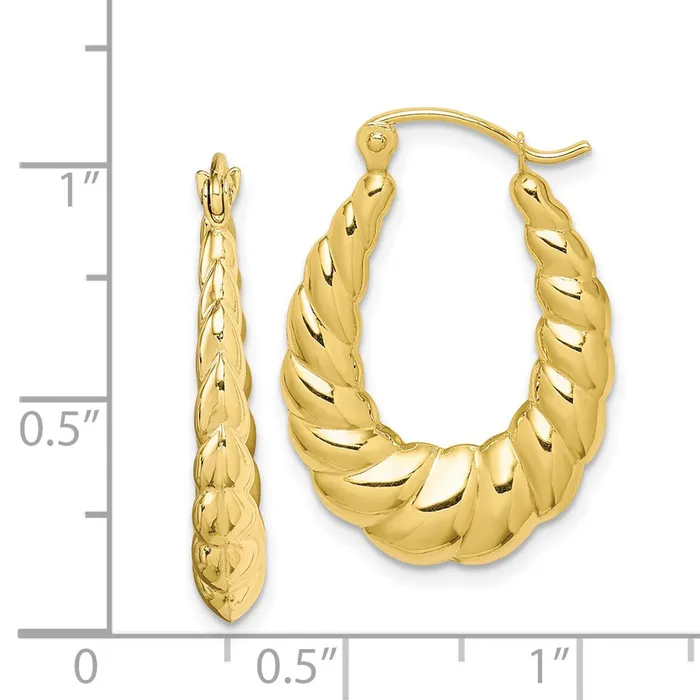 Earrings WB Choice Jewelry 10k Polished Twisted Hollow Hoop EarringsWBC10ER288 Earrings WB Choice Jewelry 10k Polished Twisted Hollow Hoop EarringsWBC10ER288