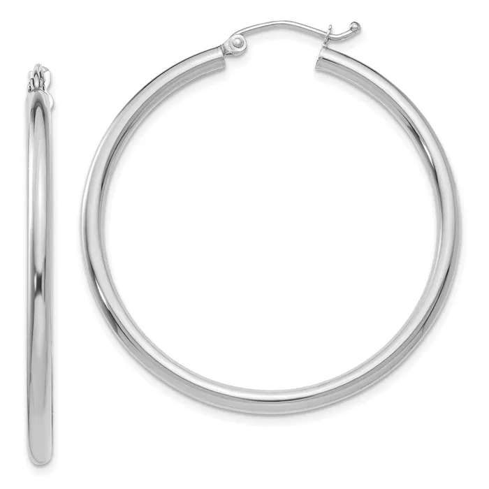 Earrings WB Choice Jewelry 10K White Gold Polished 25mm Lightweight Tube Hoop EarringsWBC10T846L Earrings WB Choice Jewelry 10K White Gold Polished 25mm Lightweight Tube Hoop EarringsWBC10T846L