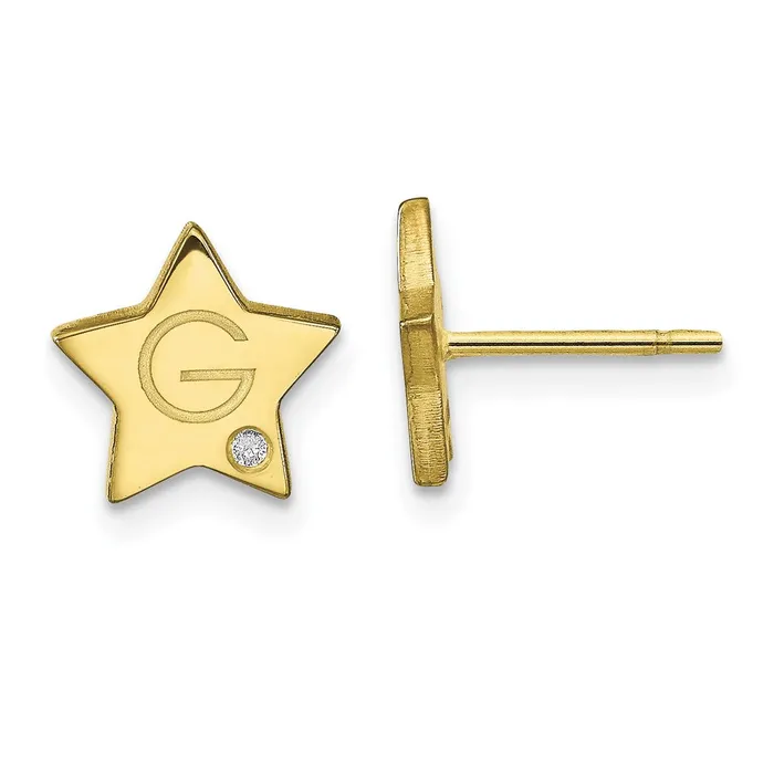 Earrings WB Choice Jewelry 10KY Initial Star with Diamond Post EarringsWBC10XNE152Y Earrings WB Choice Jewelry 10KY Initial Star with Diamond Post EarringsWBC10XNE152Y