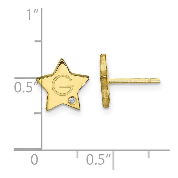 Earrings WB Choice Jewelry 10KY Initial Star with Diamond Post EarringsWBC10XNE152Y