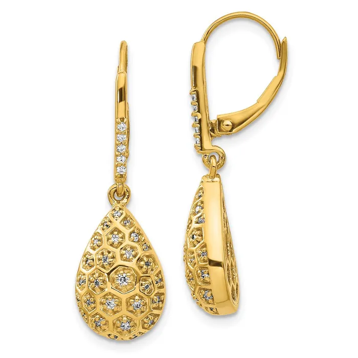 Earrings WB Choice Jewelry 14k Diamond Honeycomb Leverback EarringsWBCEM3891038YA Earrings WB Choice Jewelry 14k Diamond Honeycomb Leverback EarringsWBCEM3891038YA