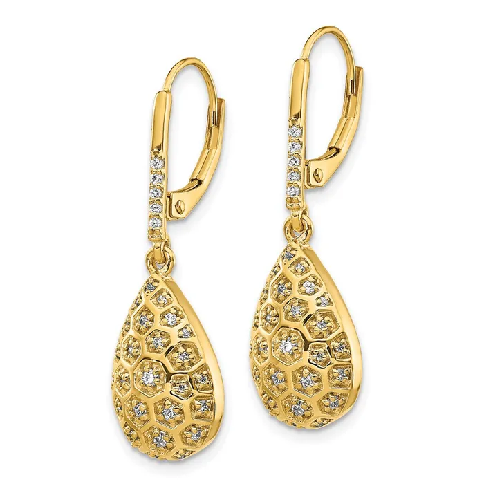 Earrings WB Choice Jewelry 14k Diamond Honeycomb Leverback EarringsWBCEM3891038YA
