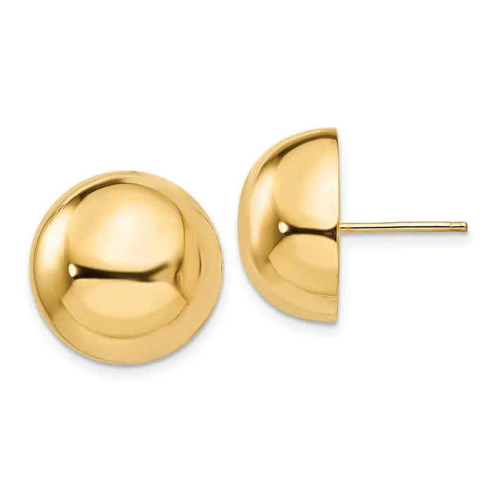 Earrings WB Choice Jewelry 14k Polished 16mm Half Ball Post EarringsWBCE925 Earrings WB Choice Jewelry 14k Polished 16mm Half Ball Post EarringsWBCE925