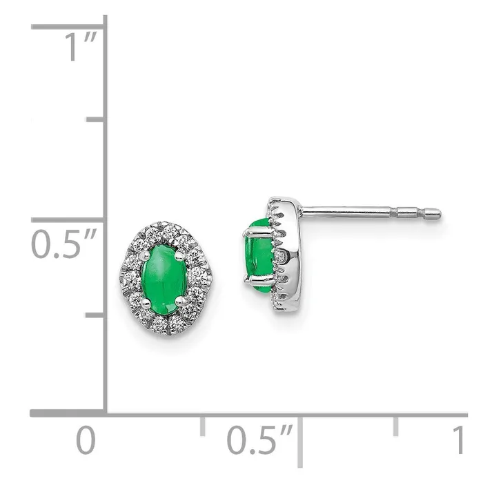 Earrings WB Choice Jewelry 14k White Gold Diamond and Cabochon Emerald EarringsWBCEM4035EM016WA