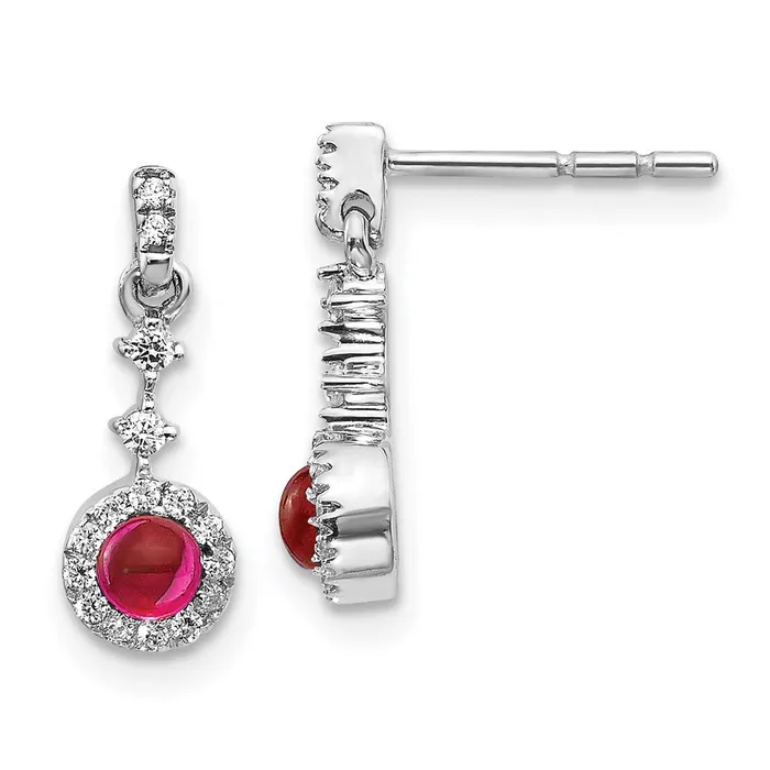 Earrings WB Choice Jewelry 14k White Gold Diamond and Cabochon Ruby EarringsWBCEM4037RU016WA Earrings WB Choice Jewelry 14k White Gold Diamond and Cabochon Ruby EarringsWBCEM4037RU016WA