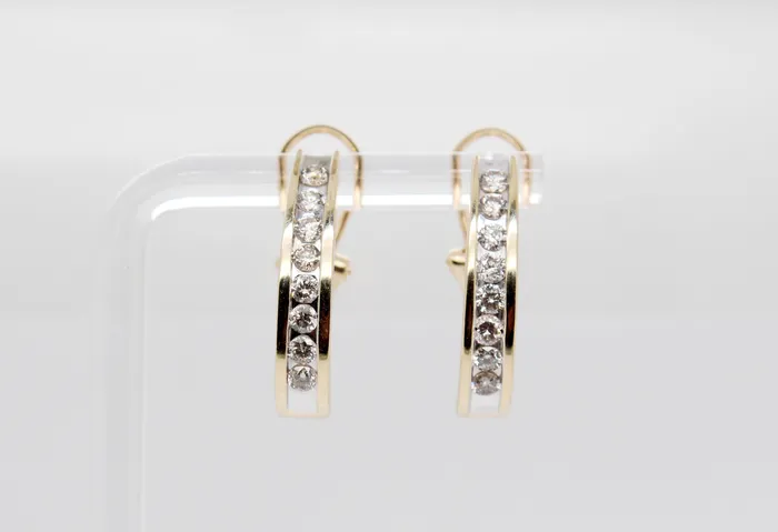 FULLERS PURCHASE FROM PUBLIC Earrings Estate 14KY 50 Cttw Diamond Hoop Earrings FULLERS PURCHASE FROM PUBLIC Earrings Estate 14KY 50 Cttw Diamond Hoop Earrings