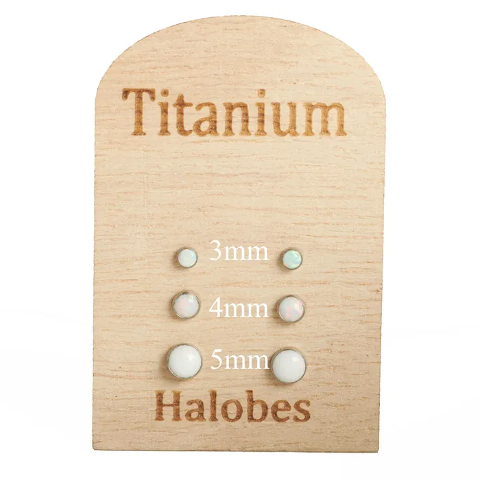 Halobes Pair Titanium Earrings White Fire Ice Opal Earrings