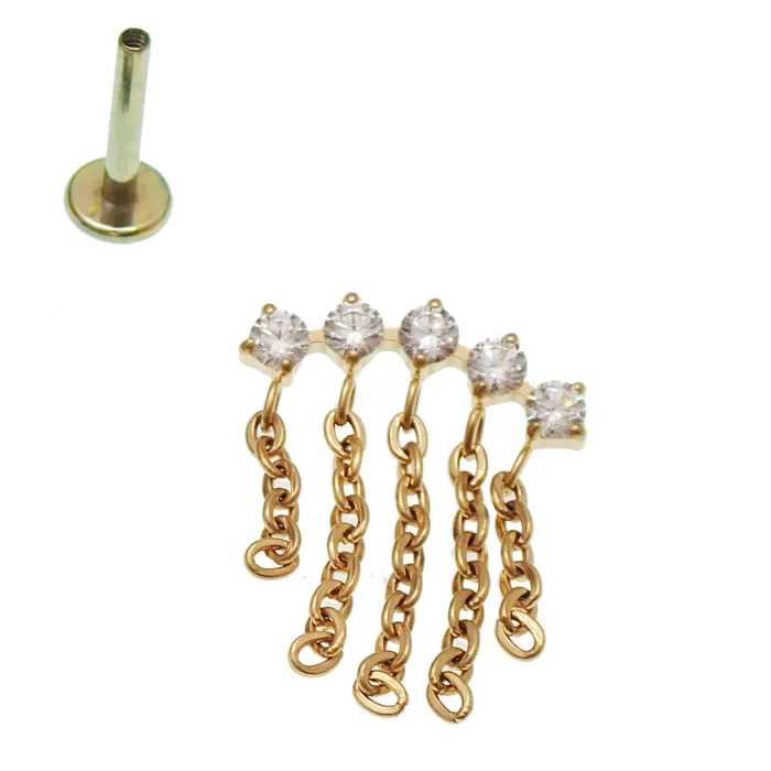 magpie body jewelry Earrings Titanium PVD Gold Drop chain Helix Piercing