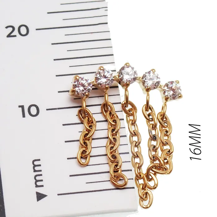 magpie body jewelry Earrings Titanium PVD Gold Drop chain Helix Piercing