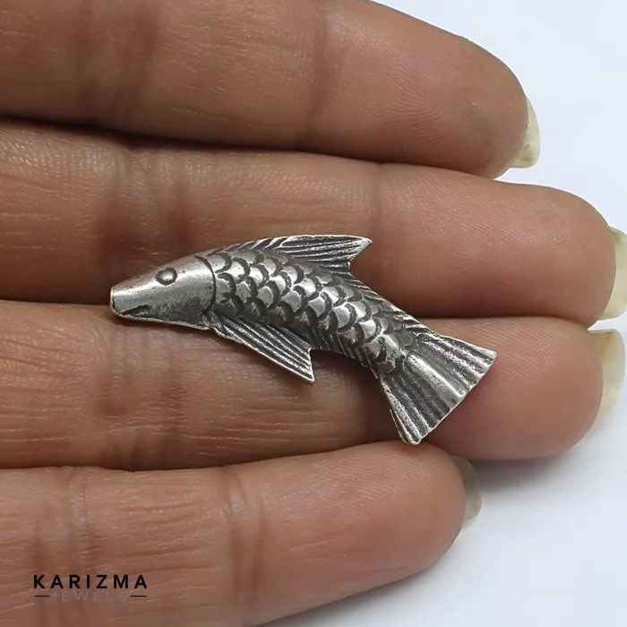 Necklaces Karizma Jewels 925 Real Sterling Silver Oxidized fish Pendant