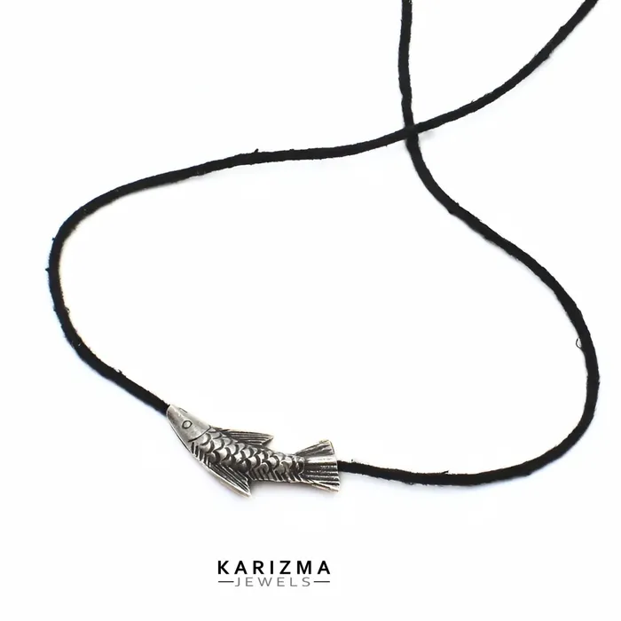 Necklaces Karizma Jewels 925 Real Sterling Silver Oxidized fish Pendant