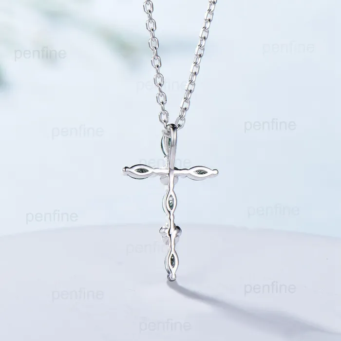Necklaces PENFINE Cross Pendant Necklace Moss Agate Flower Emerald Necklace Aquatic Agate Retro Vintage Agate Pendant White Gold Anniversary gift for women Necklaces PENFINE Cross Pendant Necklace Moss Agate Flower Emerald Necklace Aquatic Agate Retro Vintage Agate Pendant White Gold Anniversary gift for women
