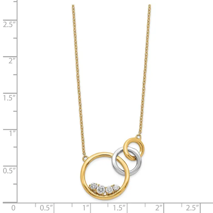 Necklaces WB Choice Jewelry 14k Twotone Polished Diamond Triple Circle 18in NecklaceWBCPM6871025YWA Necklaces WB Choice Jewelry 14k Twotone Polished Diamond Triple Circle 18in NecklaceWBCPM6871025YWA
