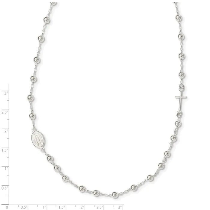Necklaces WB Choice Jewelry Sterling Silver Polished Religious w 175in ext Rosary NecklaceWBCQG605520 Necklaces WB Choice Jewelry Sterling Silver Polished Religious w 175in ext Rosary NecklaceWBCQG605520