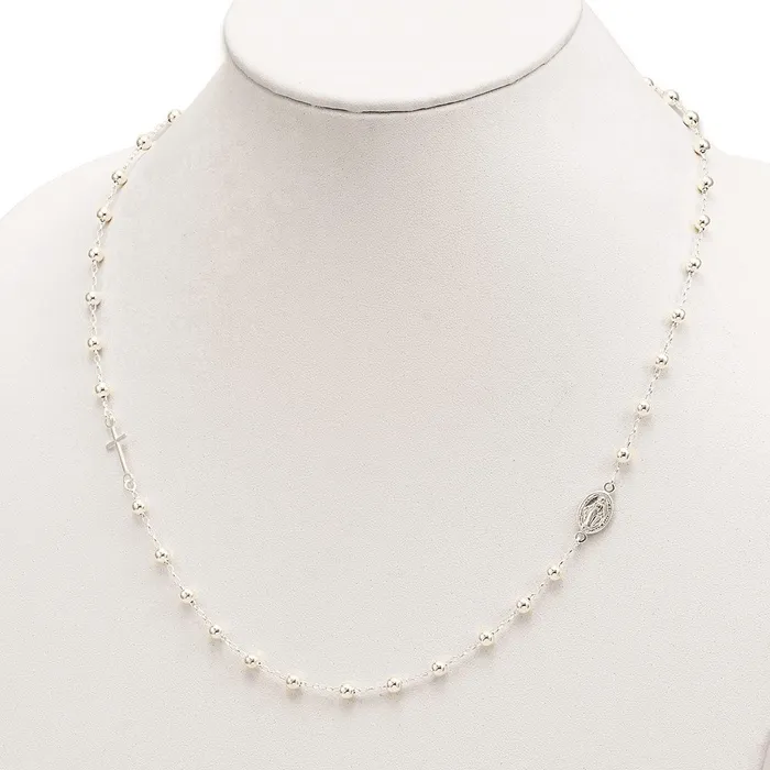 Necklaces WB Choice Jewelry Sterling Silver Polished Religious w 175in ext Rosary NecklaceWBCQG605520 Necklaces WB Choice Jewelry Sterling Silver Polished Religious w 175in ext Rosary NecklaceWBCQG605520