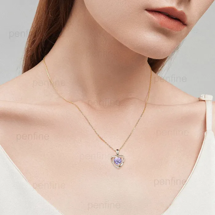 PENFINE Necklaces Vintage Heart Shaped Lavender Amethyst Necklace Unique Retro Pendant Purple Necklace Floral Forever Pendant Natural Pendant Anniversary gift PENFINE Necklaces Vintage Heart Shaped Lavender Amethyst Necklace Unique Retro Pendant Purple Necklace Floral Forever Pendant Natural Pendant Anniversary gift